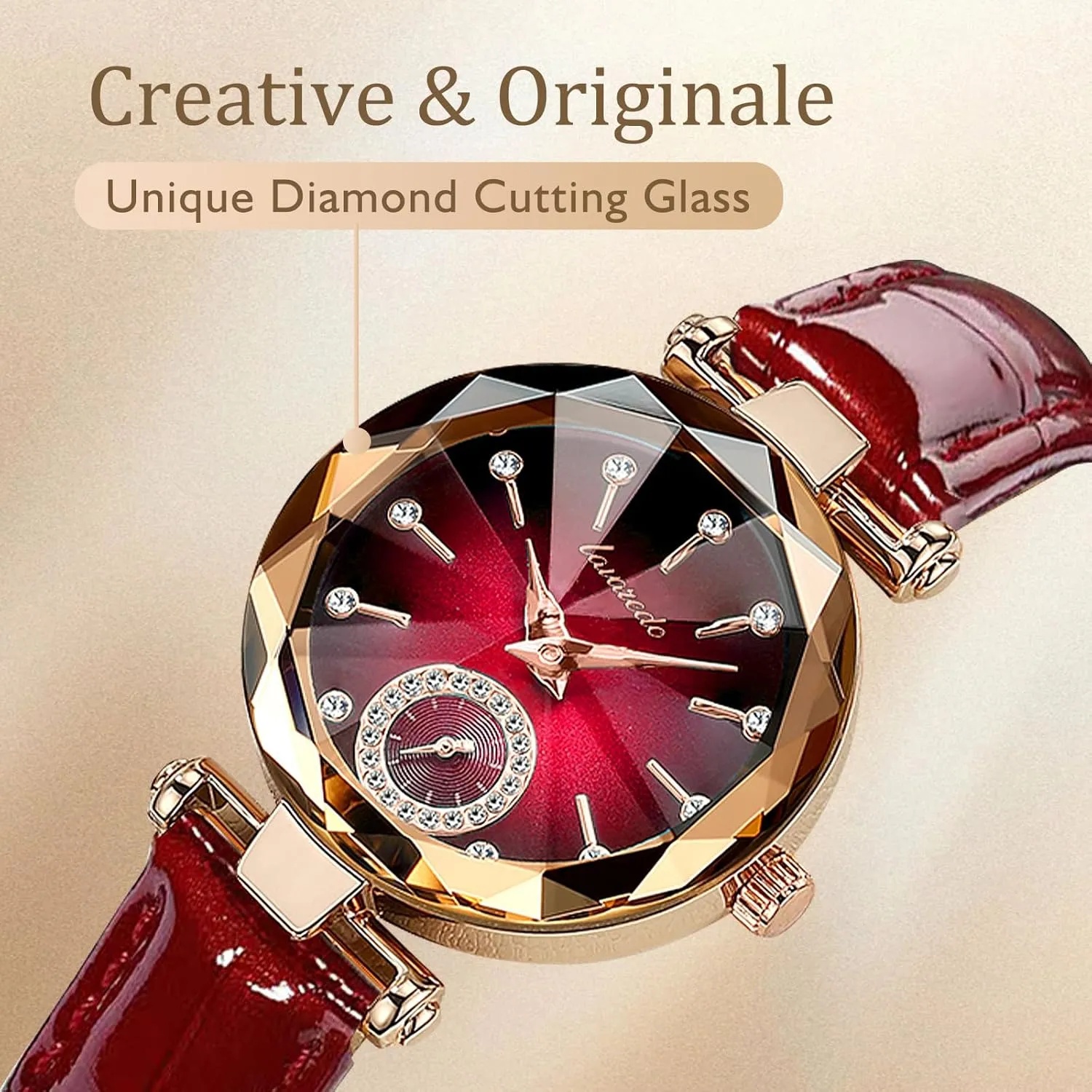 NN BEN NEVIS Watch, Watches for Women with Elegant Leather Strap, Fashion Analog Creative Diamond Dial Wrist Watch, Jewelry Gift for Wedding Anniversary Birthday