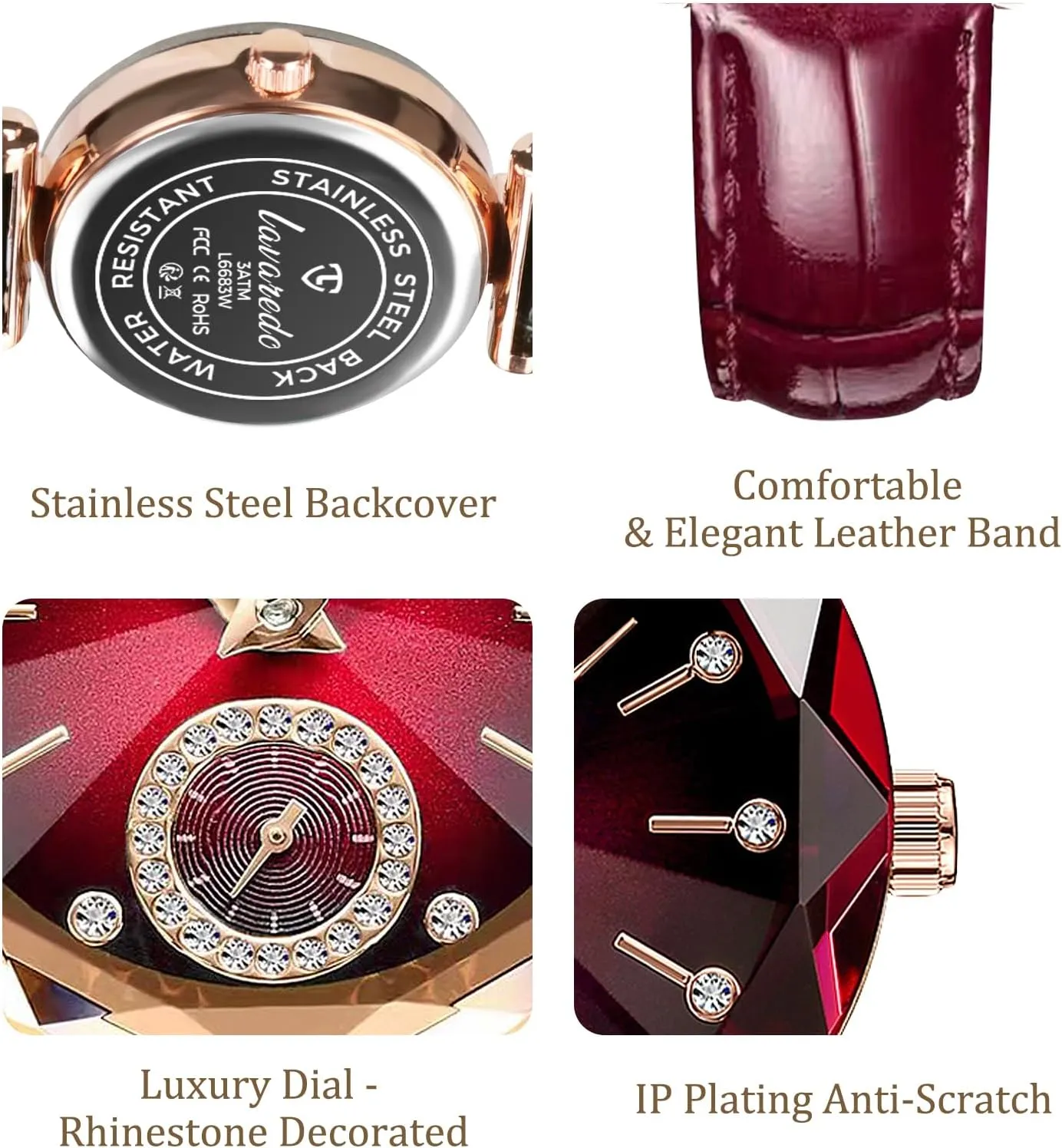 NN BEN NEVIS Watch, Watches for Women with Elegant Leather Strap, Fashion Analog Creative Diamond Dial Wrist Watch, Jewelry Gift for Wedding Anniversary Birthday