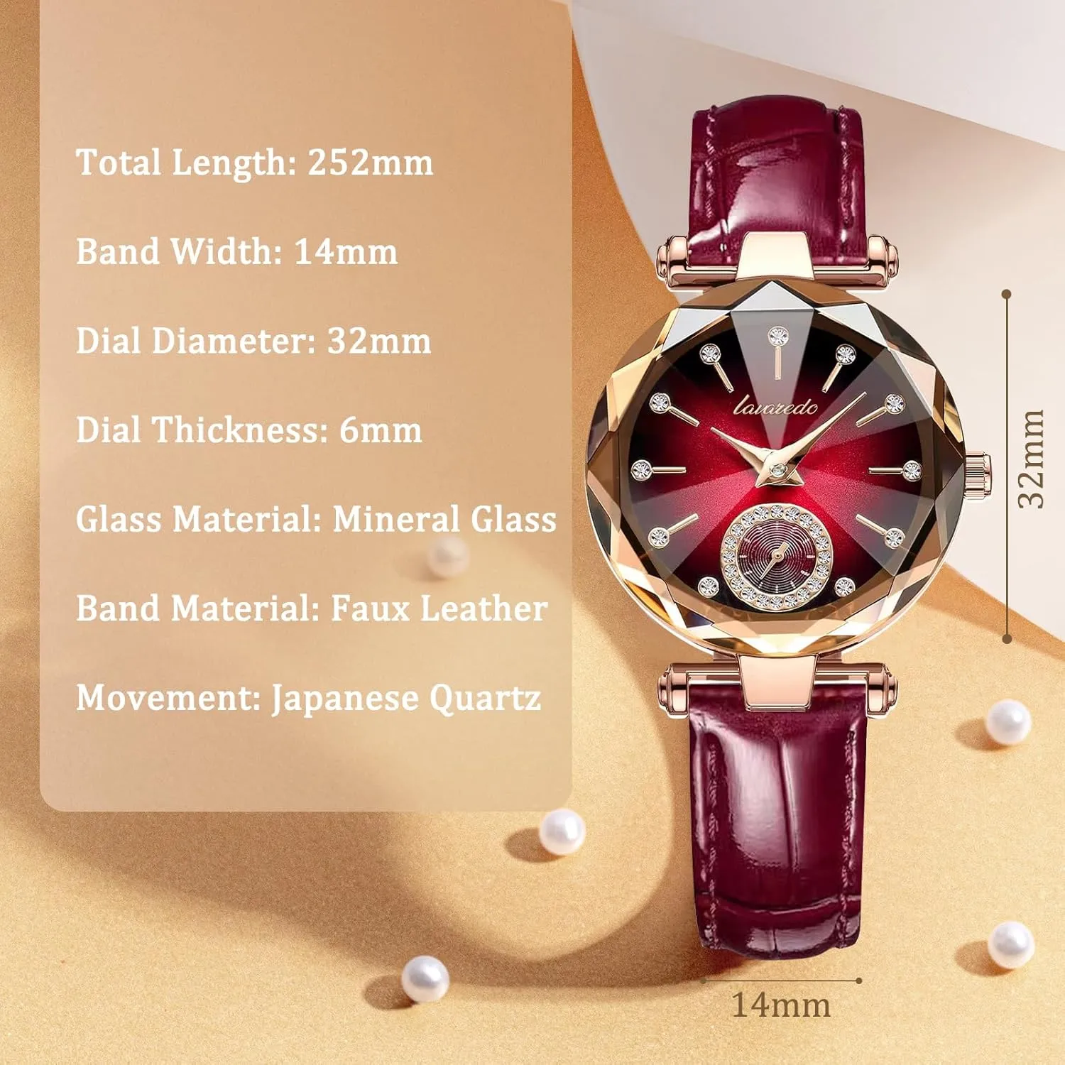 NN BEN NEVIS Watch, Watches for Women with Elegant Leather Strap, Fashion Analog Creative Diamond Dial Wrist Watch, Jewelry Gift for Wedding Anniversary Birthday