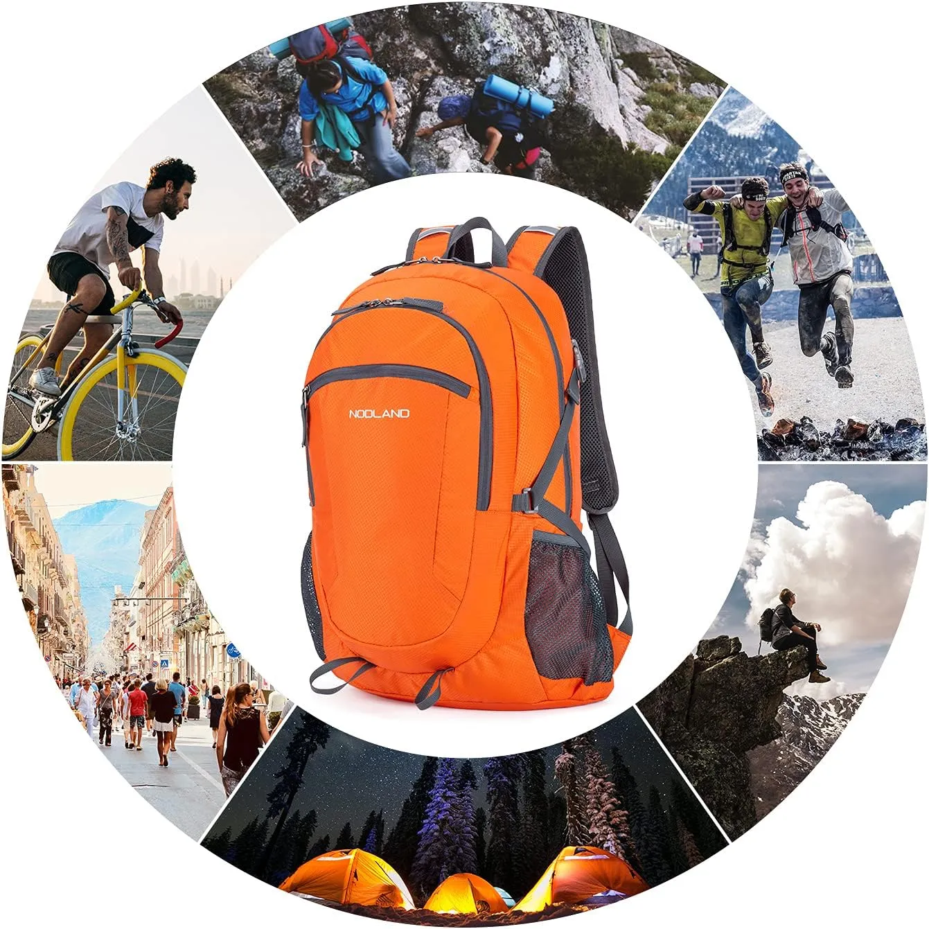 NODLAND Light Weight Packable Backpack for Travel Hiking 45L Foldable Water-Resistant Daypack Hydration Rucksack
