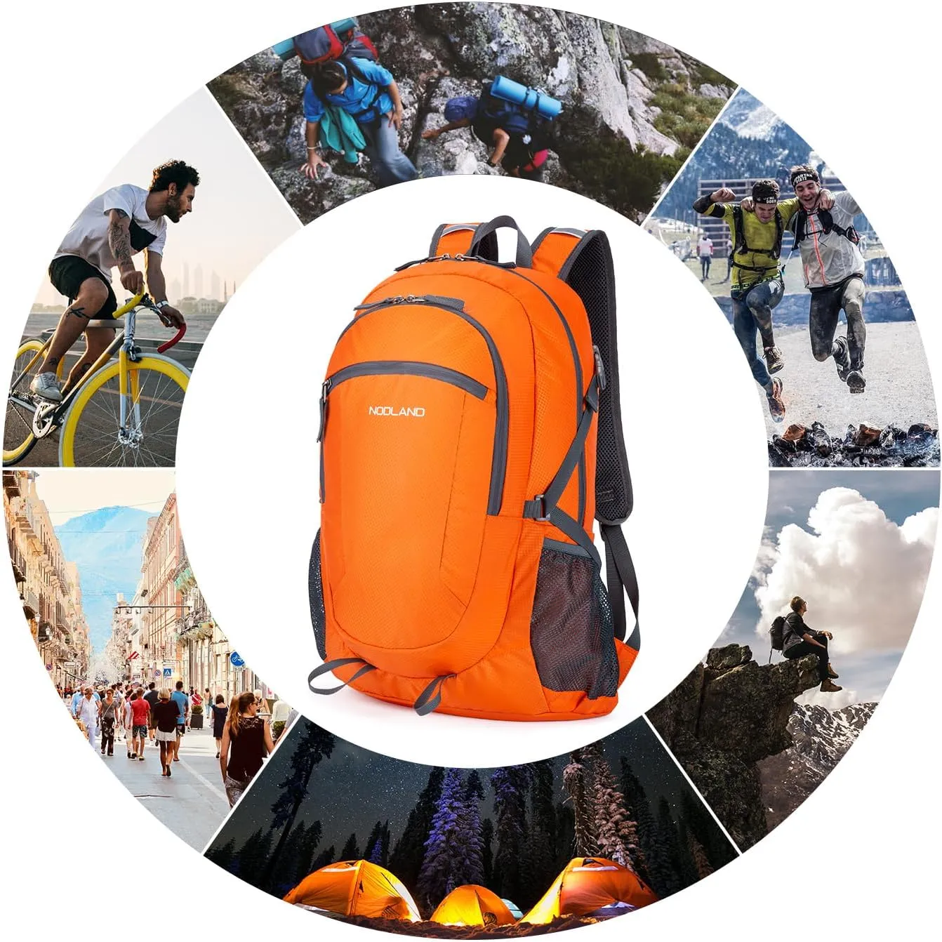 NODLAND Light Weight Packable Backpack for Travel Hiking 45L Foldable Water-Resistant Daypack Hydration Rucksack