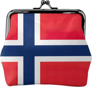 Norwegian flag print Coin Purse Small Change Purse Card Holder Coin Pouch Small Wallet for Women and Men