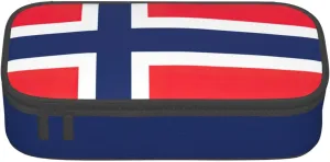 Norwegian flag Print Functional Storage Bag with Compartments 8.3 x 2 x 3.7 Inches for Office Travel