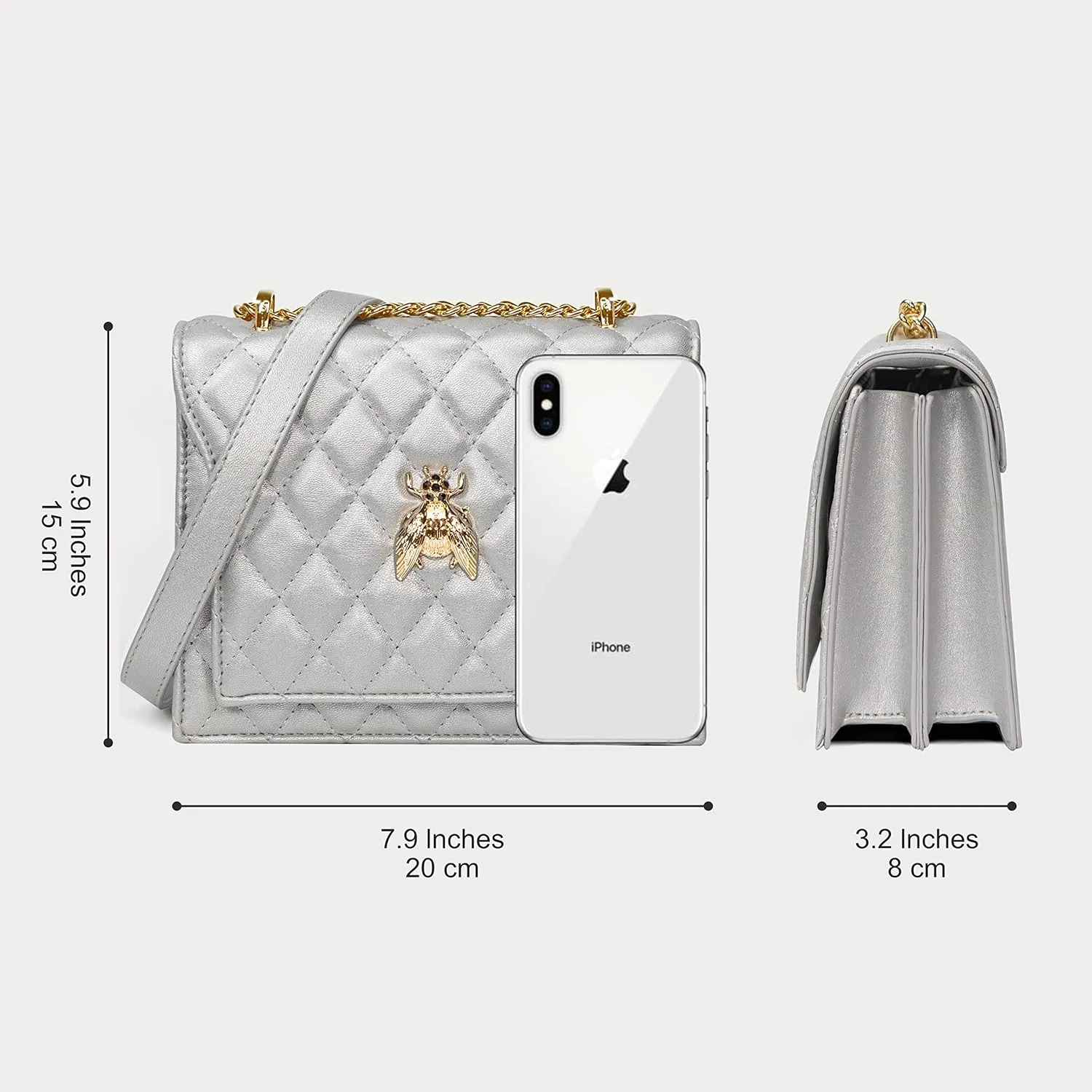 NPBAG Small Purse, Crossbody Bag for Women, Clutch Handbag Shoulder Bag with Metal Chain Strap, Designer Trendy Lady Wallet