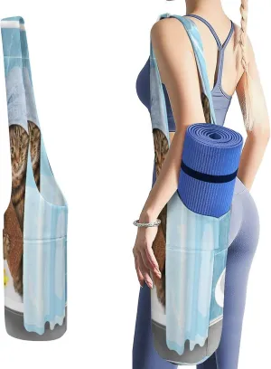 Nugier Yoga Mat Bag, Soft Canvas Storage Bag Fashion Mat Bag Pocket Shoulder Strap Clothes Dorm Organizer
