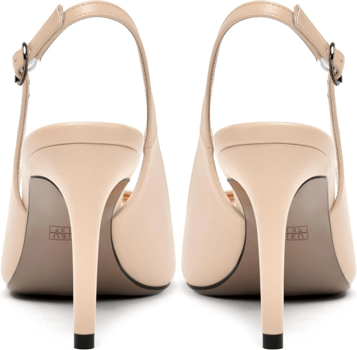 NUMALEO Womens Buckle Fashion Peep Toe Sexy Matte Slingback Evening Stiletto High Heel Pumps Shoes 3.3 Inch