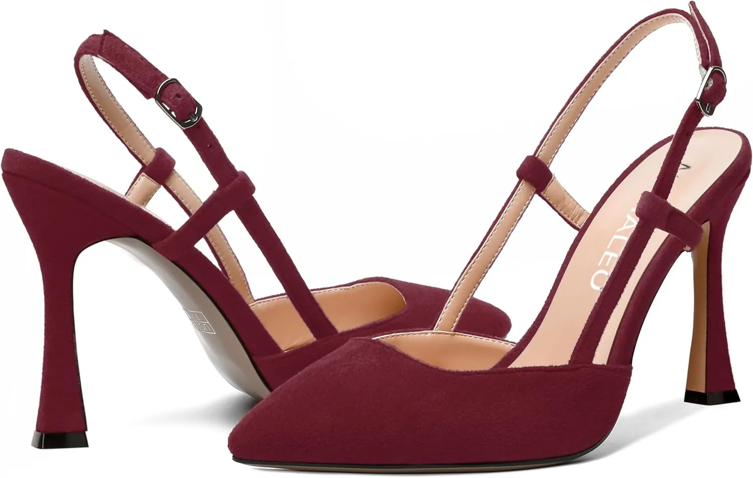 NUMALEO Womens Sexy Pointed Toe Suede Buckle Slingback Comfortable Evening Stiletto High Heel Pumps Shoes 4 Inch
