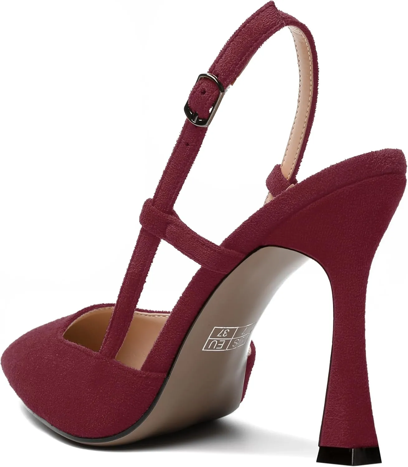 NUMALEO Womens Sexy Pointed Toe Suede Buckle Slingback Comfortable Evening Stiletto High Heel Pumps Shoes 4 Inch