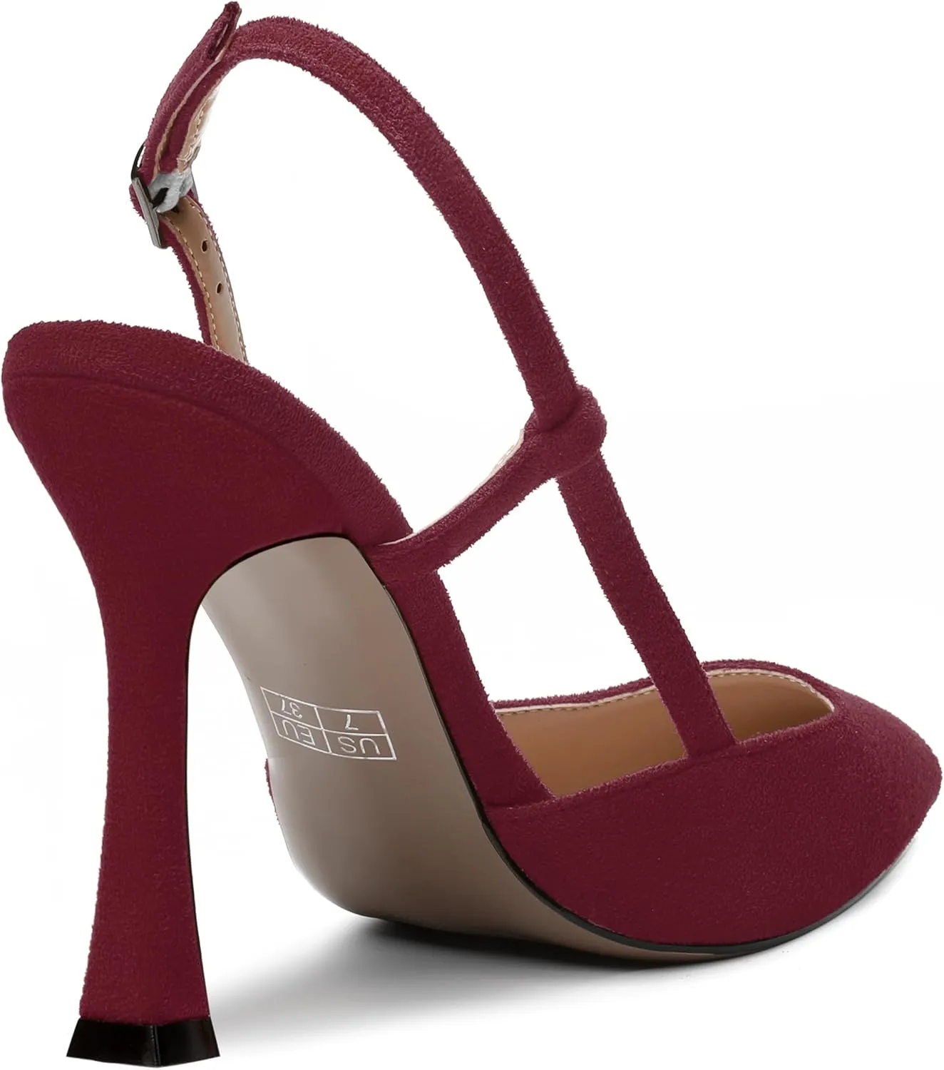NUMALEO Womens Sexy Pointed Toe Suede Buckle Slingback Comfortable Evening Stiletto High Heel Pumps Shoes 4 Inch