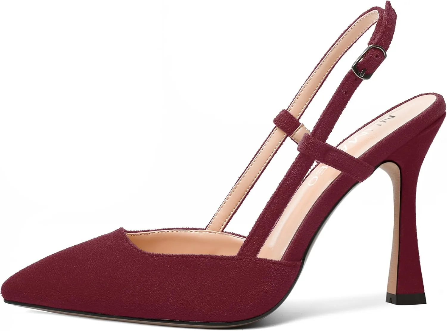 NUMALEO Womens Sexy Pointed Toe Suede Buckle Slingback Comfortable Evening Stiletto High Heel Pumps Shoes 4 Inch