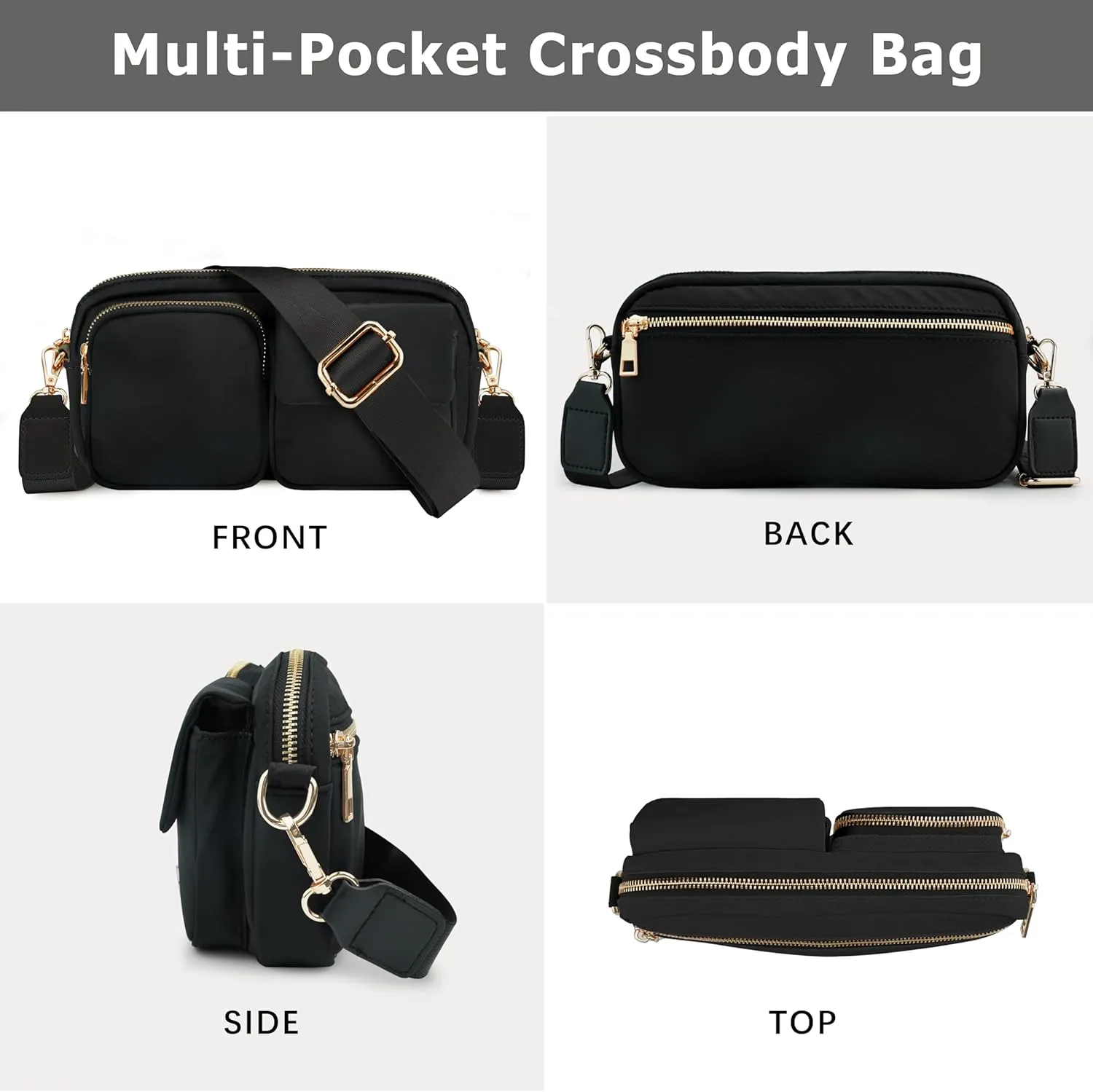 Nylon Crossbody Bag Small Purses for Women Crossbody Shoulder Bags with RFID Blocking Pocket Traveling Workout