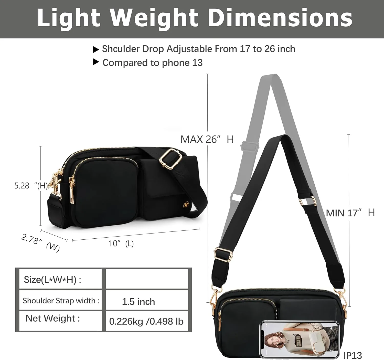 Nylon Crossbody Bag Small Purses for Women Crossbody Shoulder Bags with RFID Blocking Pocket Traveling Workout