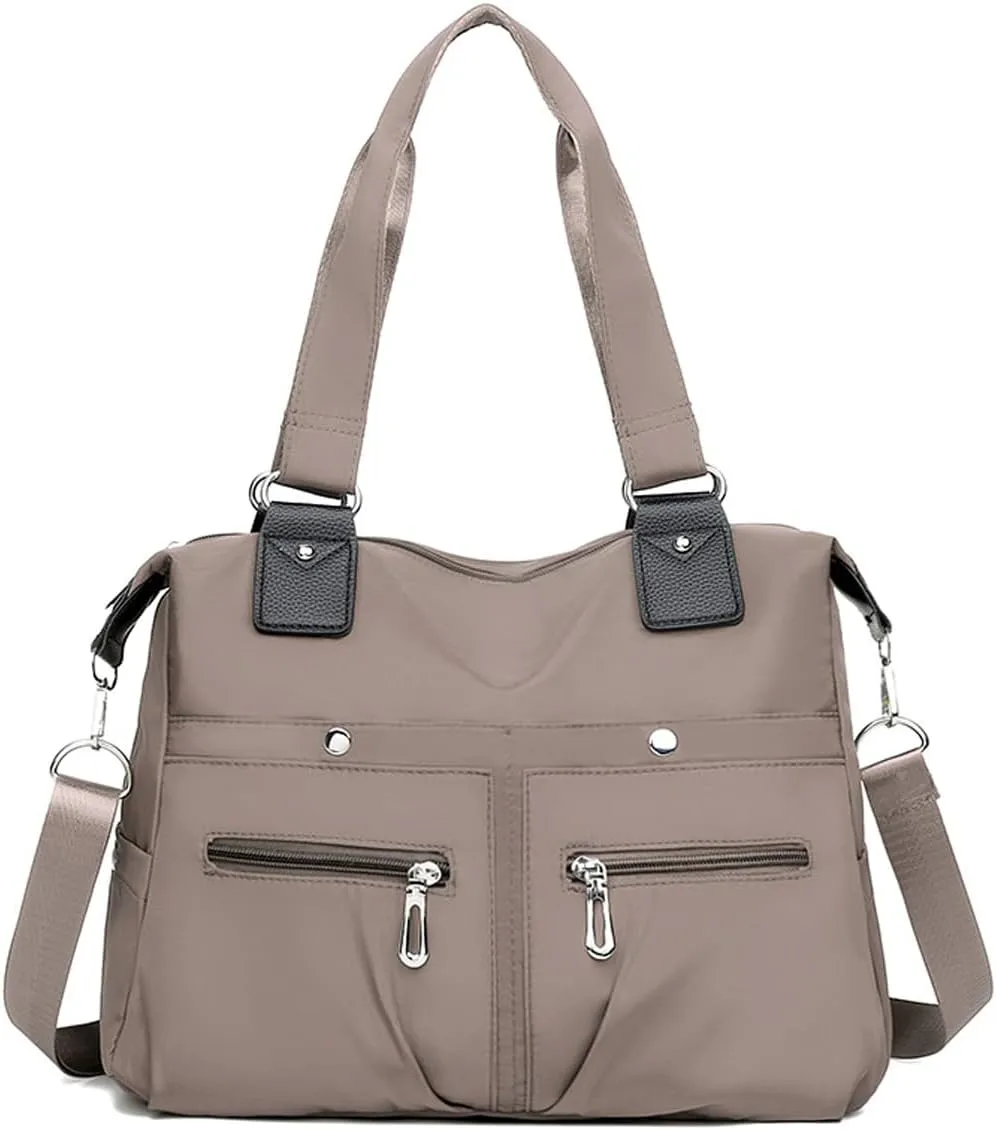 Nylon Waterproof Tote Bag,Large Capacity Waterproof Multi Pocket Shoulder Bag,Adjustable Shoulder Crossbody Bag.