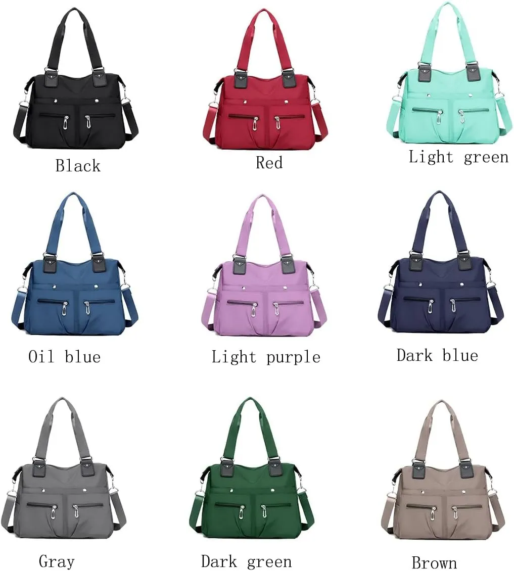 Nylon Waterproof Tote Bag,Large Capacity Waterproof Multi Pocket Shoulder Bag,Adjustable Shoulder Crossbody Bag.