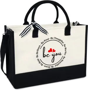 OASSIE Appreciation Gifts for Women - Canvas Tote Bag 13oz with Zipper - Mothers Day Birthday Thank You Gifts for Women Mom