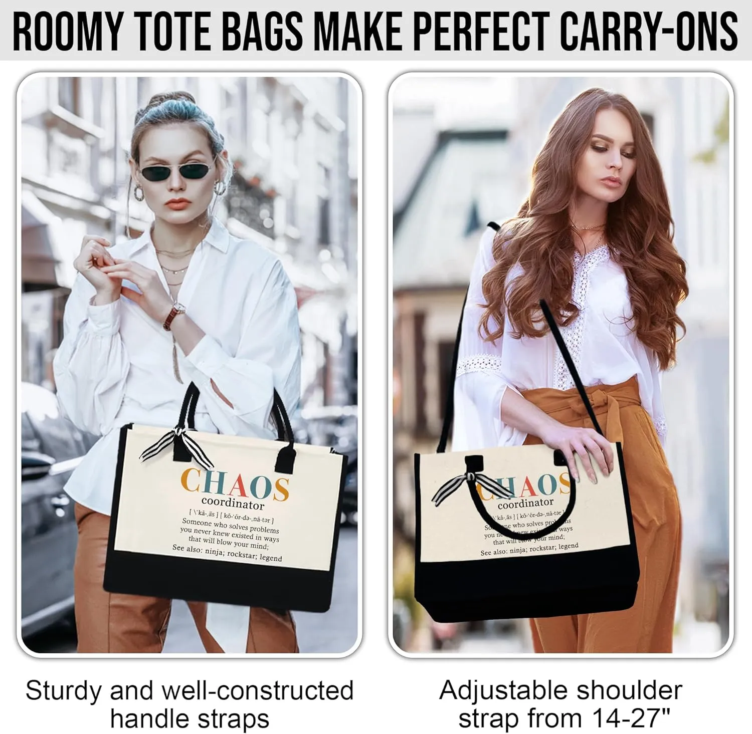 OASSIE Appreciation Gifts for Women - Canvas Tote Bag 13oz with Zipper - Mothers Day Birthday Thank You Gifts for Women Mom