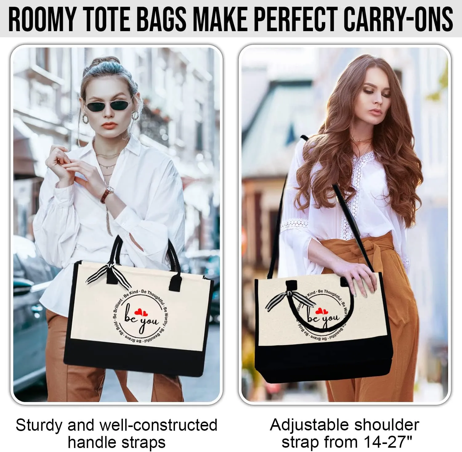 OASSIE Appreciation Gifts for Women - Canvas Tote Bag 13oz with Zipper - Mothers Day Birthday Thank You Gifts for Women Mom