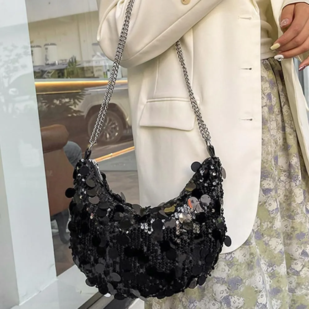 Octwine Women Shinny Evening Bag Bucket Purse Handbag Sequin Shoulder Bags Crossbody Bag Party Prom Crossbody Bag