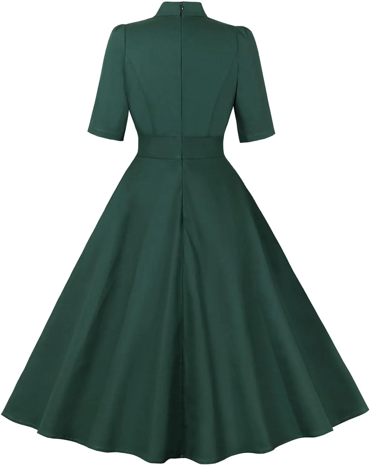 ODIZLI 1950's Dresses for Women Rockabilly Dresses Retro Dress Short Sleeve Tie Neck Swing Dress Cocktail Dress
