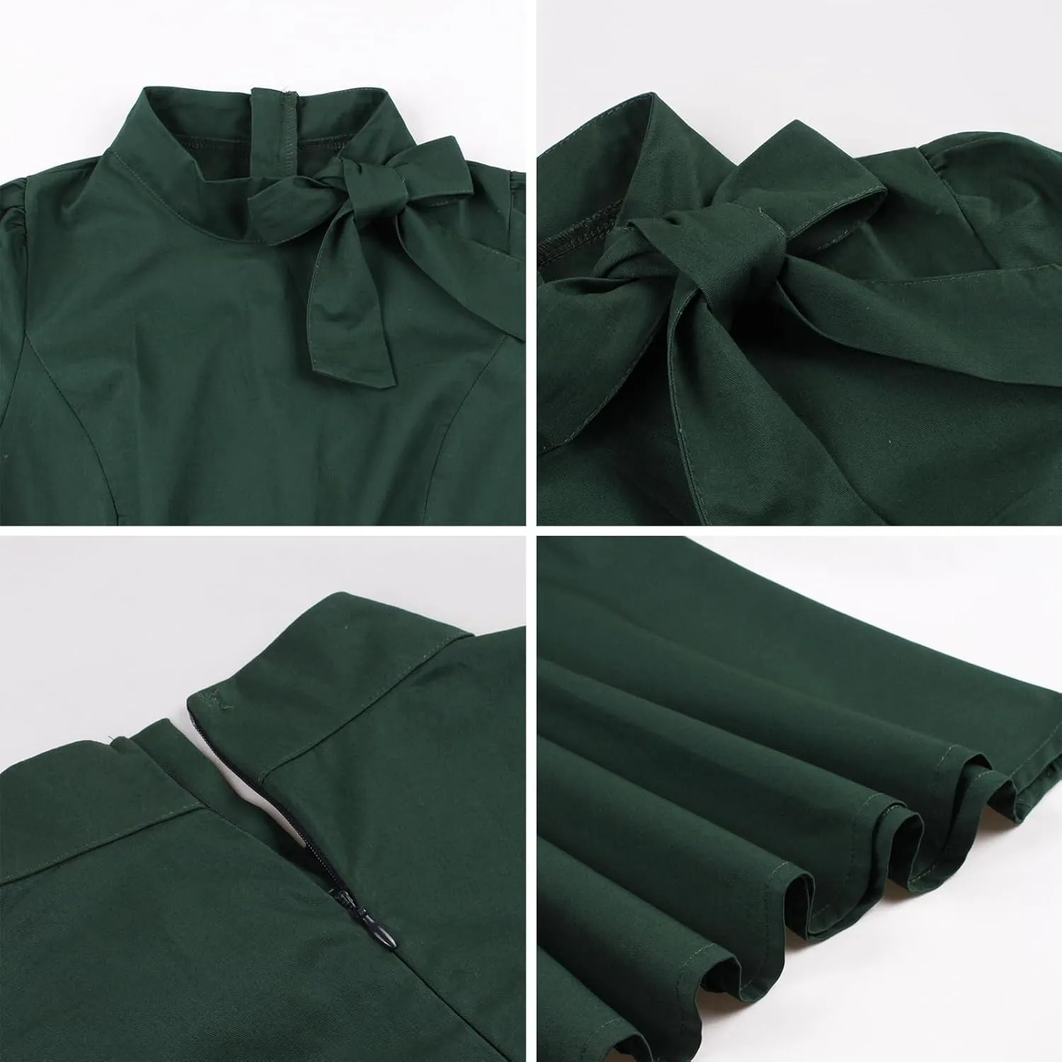 ODIZLI 1950's Dresses for Women Rockabilly Dresses Retro Dress Short Sleeve Tie Neck Swing Dress Cocktail Dress