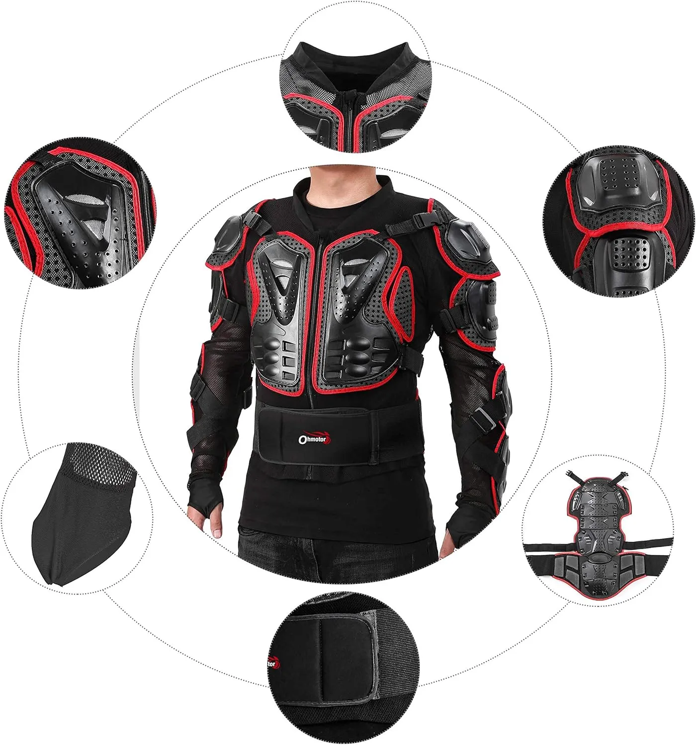OHMOTOR Motorcycle Body Protective Jacket Armor Men, Motocross Riding Protective Gear,ATV Dirt Bike Chest Spine Protector