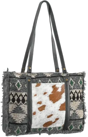 OHV265 TOTE Upcycled Wool Upcycled Canvas Hair-on Genuine Leather women bag western handbag purse