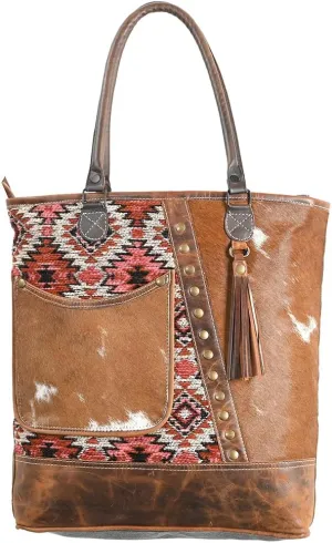 OHV276 TOTE Upcycled Wool Upcycled Canvas Hair-on Genuine Leather women bag western handbag purse