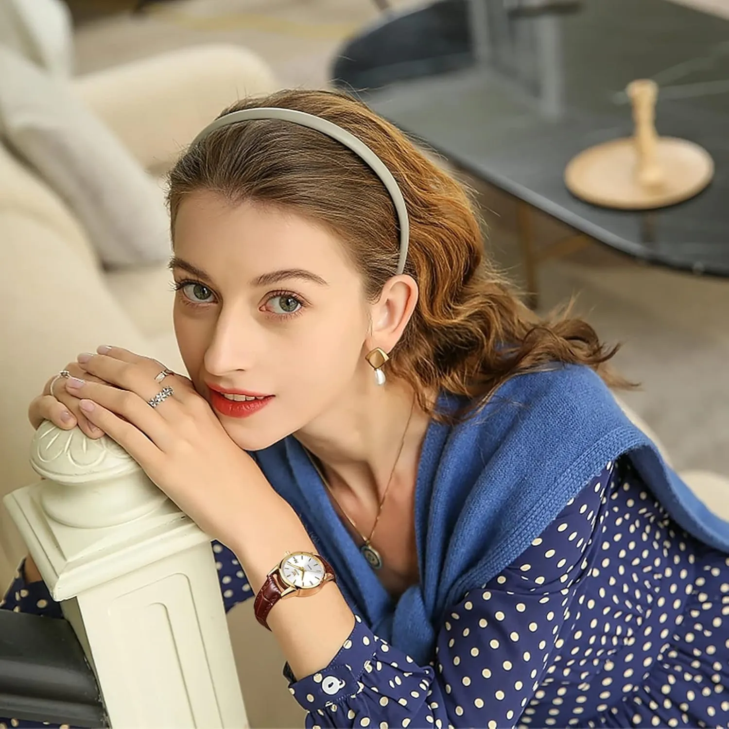 OLEVS Women Leather Watch - Analog Ladies Quartz Watches Luxury Dress Watch for Small Wrists Waterproof with Date Day Function - Reloj para Mujer
