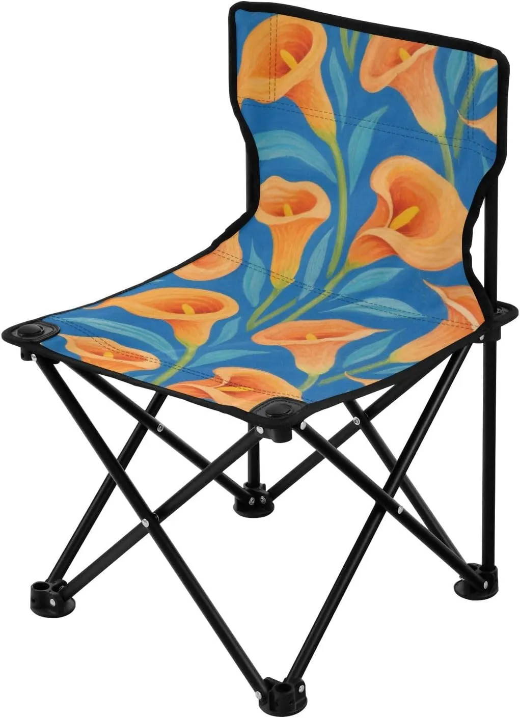Orange and Blue Calla Lilies Collapsible Camping Chairs for Adults Lightweight Camping Chair Carry Bag Included Ice Fishing Chairs for Adults for Outside Concert