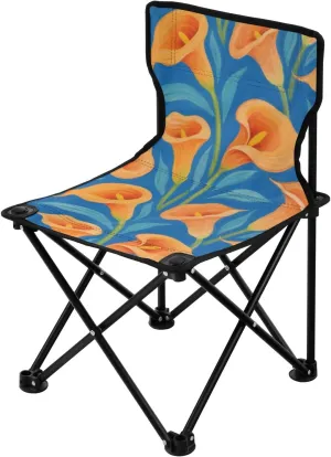 Orange and Blue Calla Lilies Collapsible Camping Chairs for Adults Lightweight Camping Chair Carry Bag Included Ice Fishing Chairs for Adults for Outside Concert