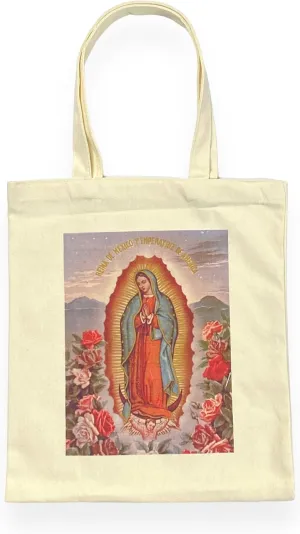 Our Lady of Guadalupe Virgin Mary Canvas Bag Tote Handbag Purse Catholic Religious Gift Virgen Bolsa Reusable Shopping Bag Cloth Beach