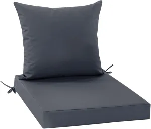 Outdoor Chair Cushion 19 x 19 Inch, Backrest and Seat Cushion Set for Patio Furniture with Water Resistant Removable Cover, Dark Grey, 1 Set