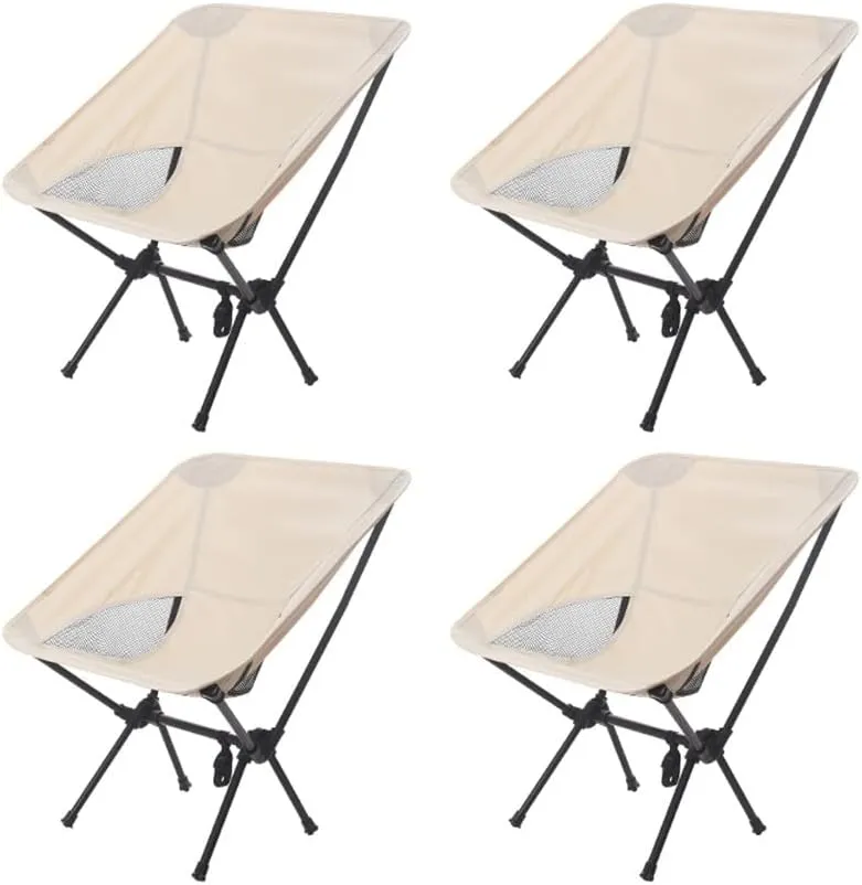 Outdoor Folding Chair Portable Camping Fishing Bench Picnic Leisure Recliner Camping Chair (Color : Beige)