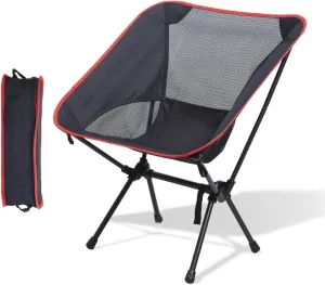 Outdoor Folding Chairs, Portable Camping Chair with Storage Bag, Support up to 300Lbs, Ultralight Compact Foldable Backpacking Chair for Beach Hiking Picnic Fishing Camp Travel,Red
