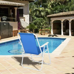 Outdoor Folding Reclining Lounge Chair Backpack Beach Chair, Folding Beach Chair Outdoor Reclining Chairs Blue 48.5 x 44 x 75cm(L x W x H)