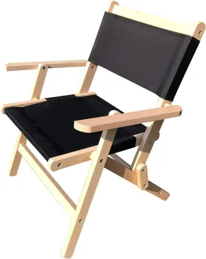 Outdoor Solid Wood Folding Chair Portable Self-Driving Travel Camping Beach Sun Lounger Balcony Fishing Chair(Color:Black) (Black Small)