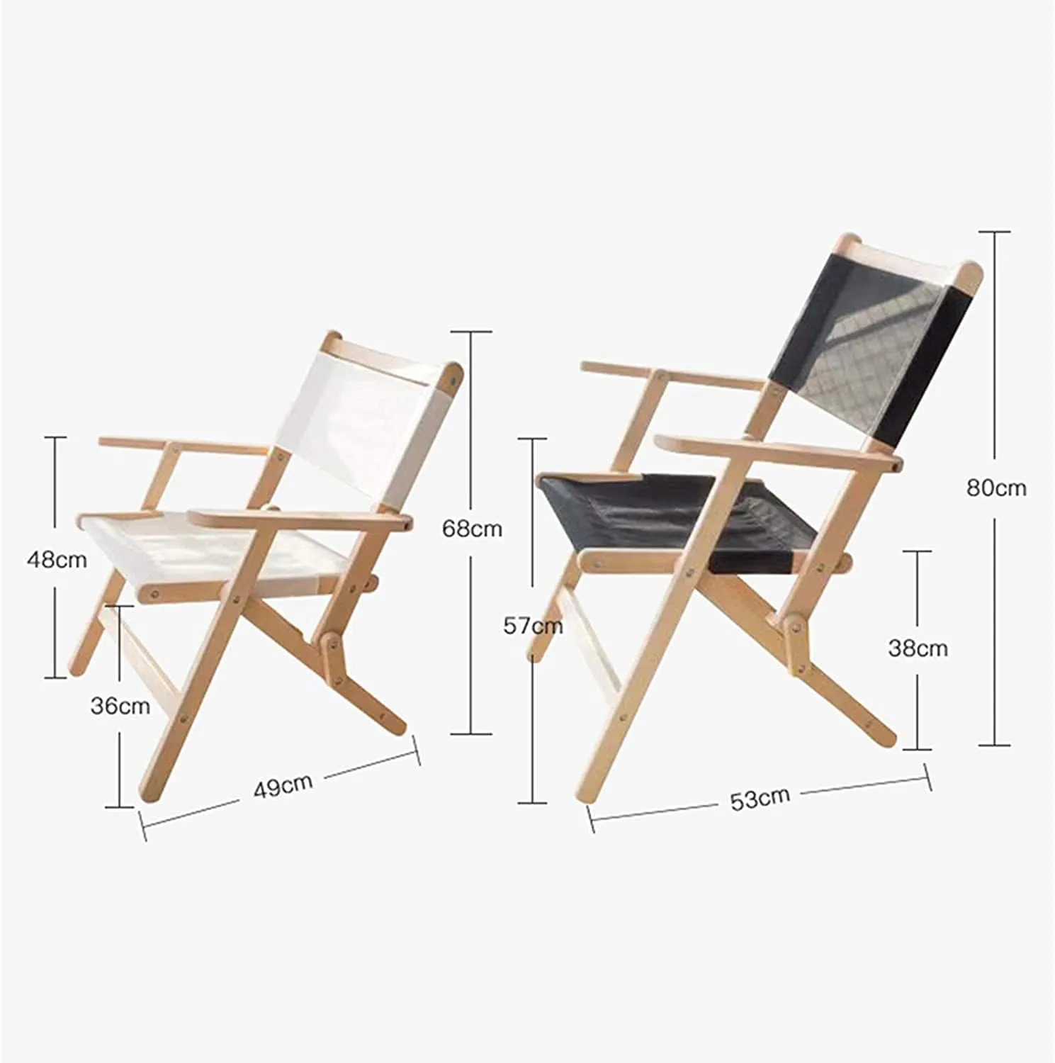 Outdoor Solid Wood Folding Chair Portable Self-Driving Travel Camping Beach Sun Lounger Balcony Fishing Chair(Color:Black) (Black Small)