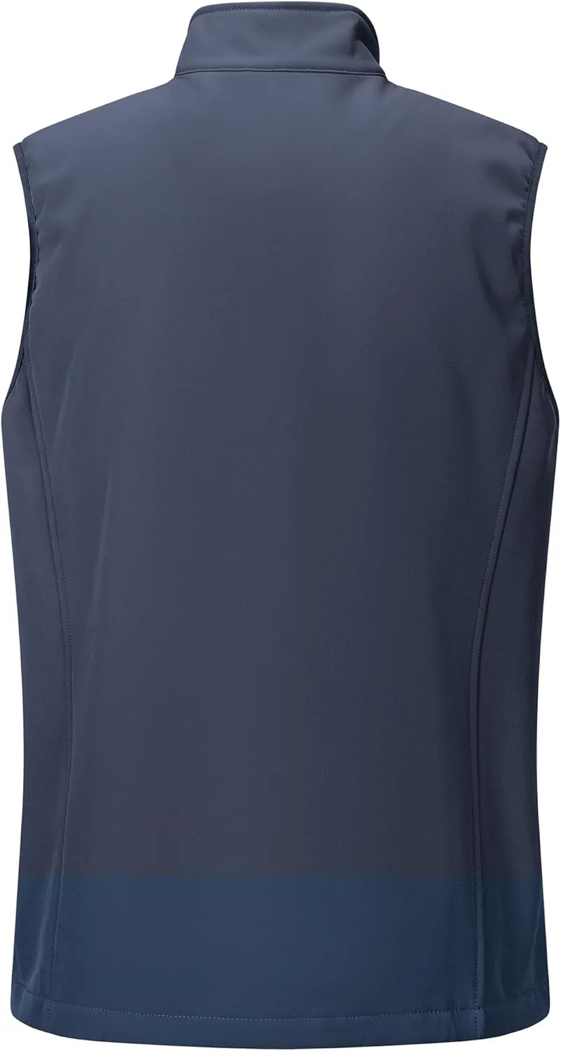 Outdoor Ventures Men's Running Vest Outerwear, Lightweight Windproof Fleece-Lined Softshell Sleeveless Jacket for Golf