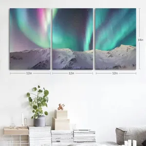 over a snowy mountain range fantasy landscape snow and a starry 3 Piece Canvas Wall Art for Living Room Bedroom Office Framed Prints Pictures Painting Wall Decor Artwork for Walls Set of 3