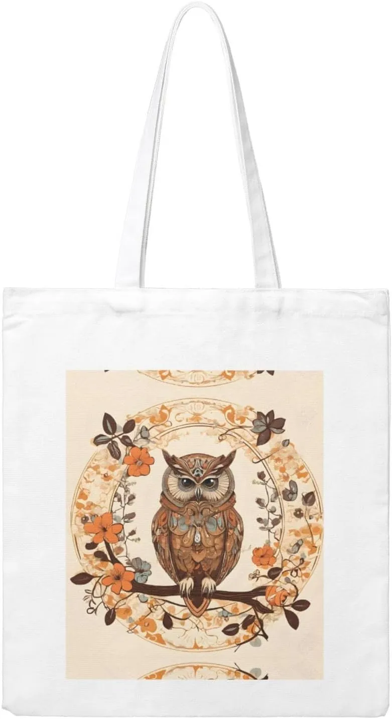 Owl Beliefs Print Canvas Shopping Bag Reusable Eco-Friendly Handbag With Large Capacity For Everyday Use