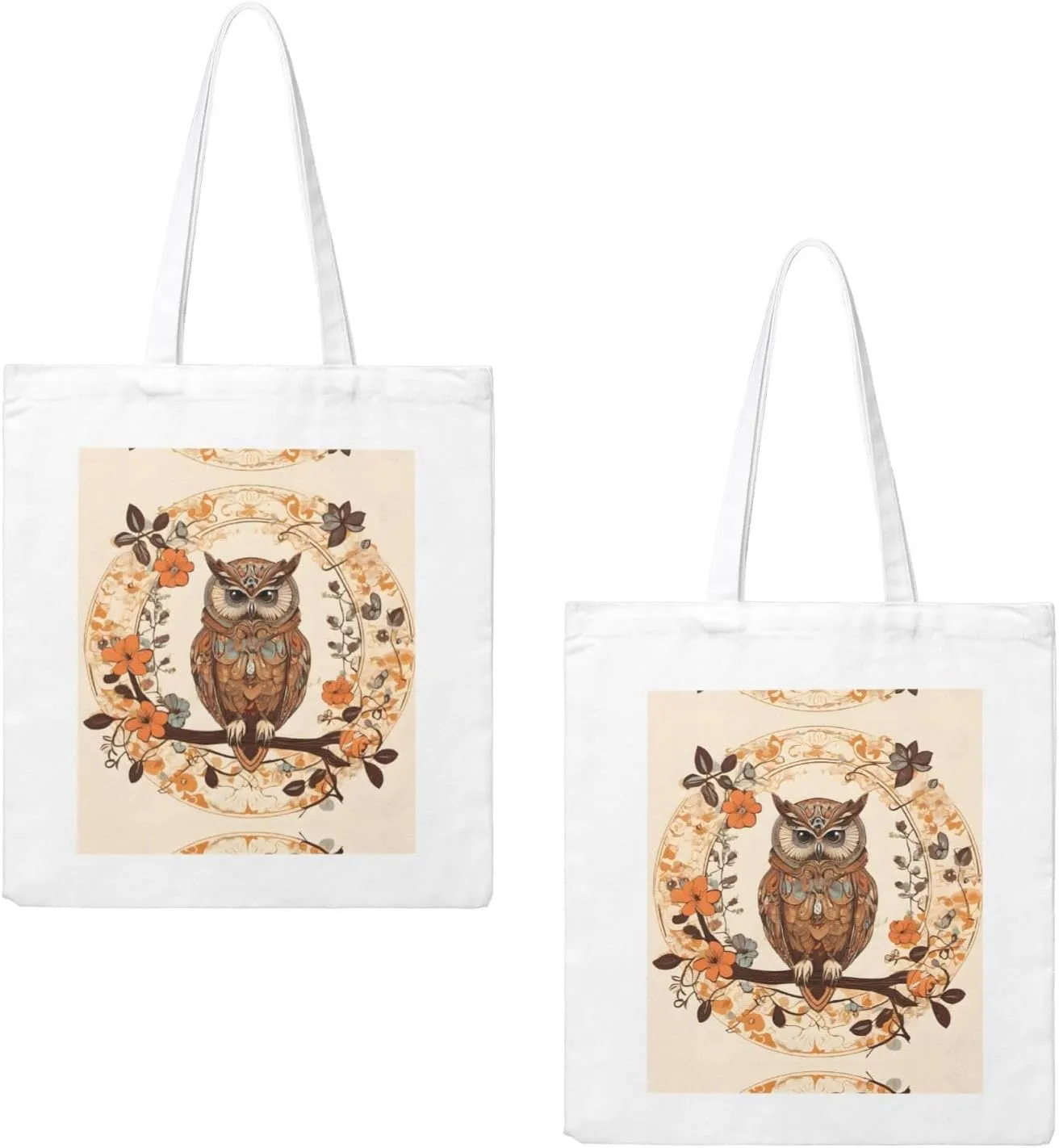 Owl Beliefs Print Canvas Shopping Bag Reusable Eco-Friendly Handbag With Large Capacity For Everyday Use