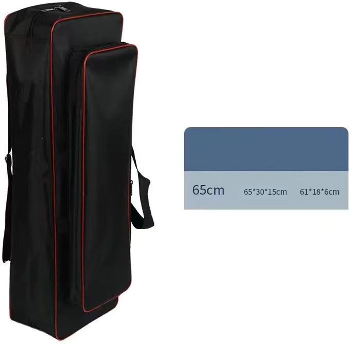 Oxford Cloth Fishing Bag Rod Carrier Scratch Resistant Portable Water Resistant Storage Carry Case Shoulders Bag for Outdoor, Black, 65cm