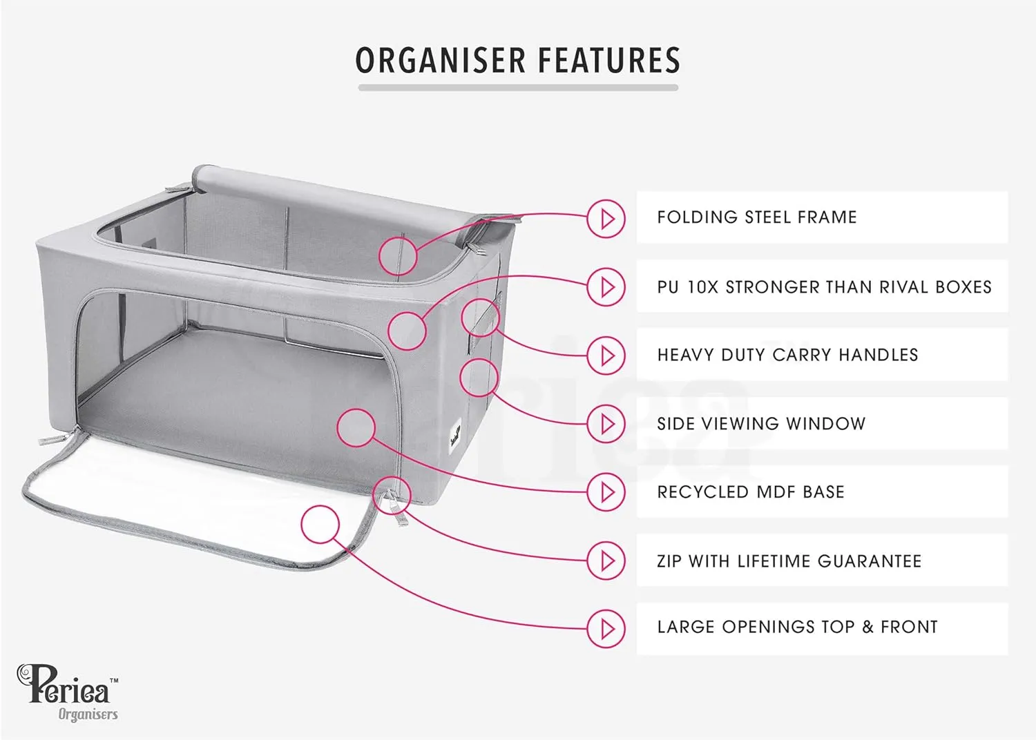 Oxford Cloth Steel Frame Storage Boxes - Under-Bed or in Closet - Pack of 2 Small Organizers (Grey)
