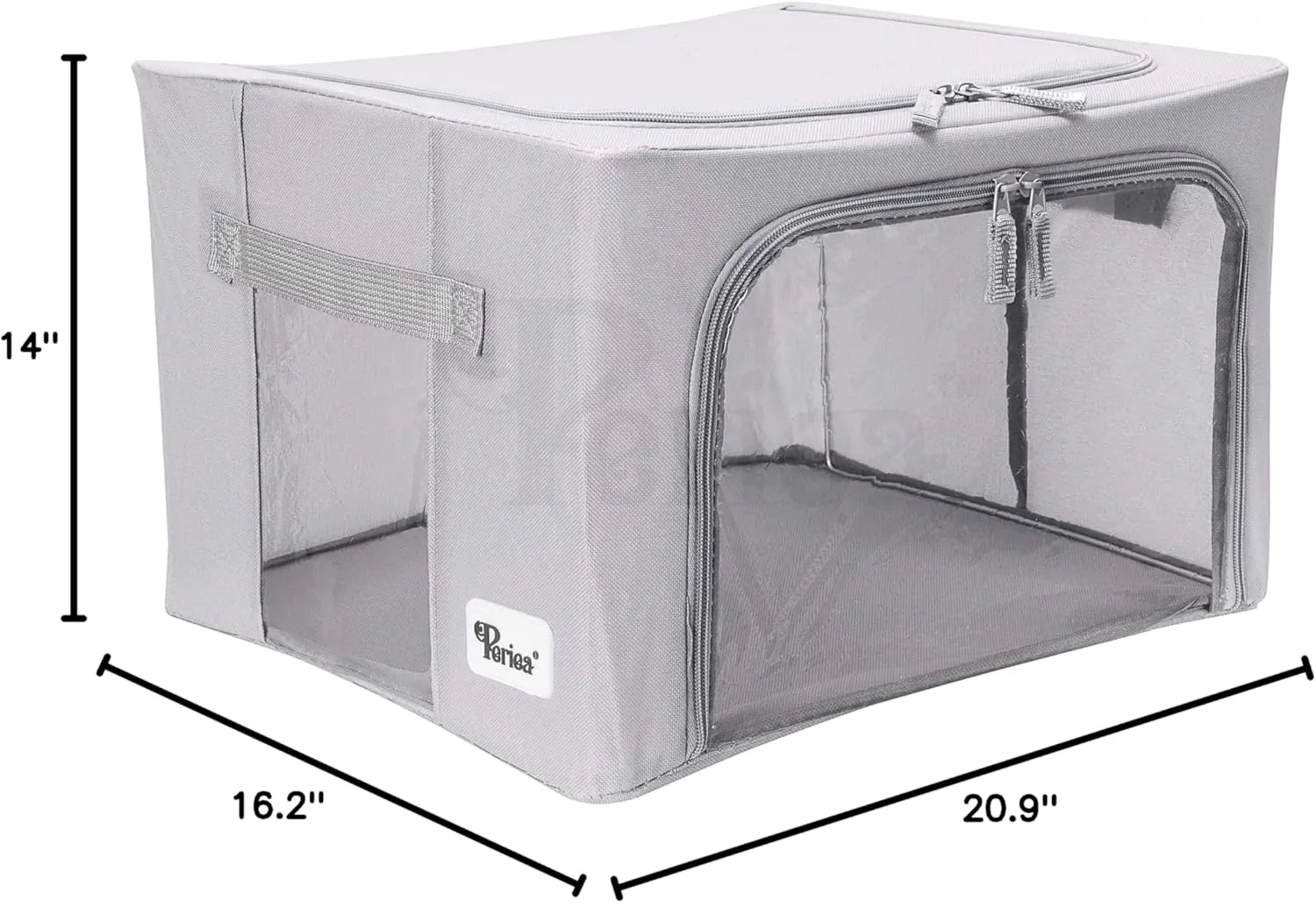 Oxford Cloth Steel Frame Storage Boxes - Under-Bed or in Closet - Pack of 2 Small Organizers (Grey)