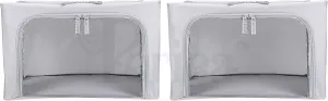 Oxford Cloth Steel Frame Storage Boxes - Under-Bed or in Closet - Pack of 2 Small Organizers (Grey)