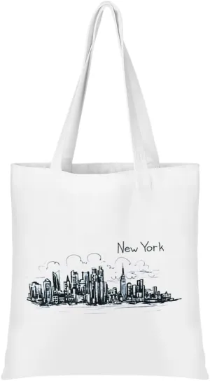 Oyachic New York Canvas Tote Bag Aesthetic City Shoulder Bag for Women Reusable Shopping Tote Bag with Inner Pocket & Zipper Grocery Bag for Beach Gym Travel