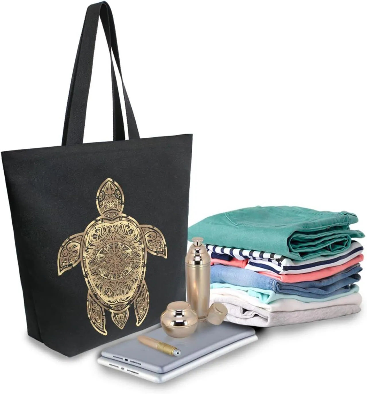 Oyihfvs Canvas Tote Grocery Bag, Women Large Shoulder Bag, Reusable Grocery Handbag
