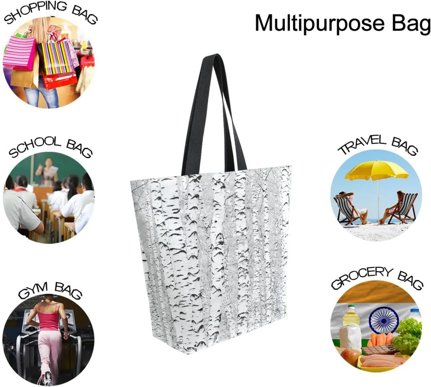 Oyihfvs Canvas Tote Grocery Bag, Women Large Shoulder Bag, Reusable Grocery Handbag