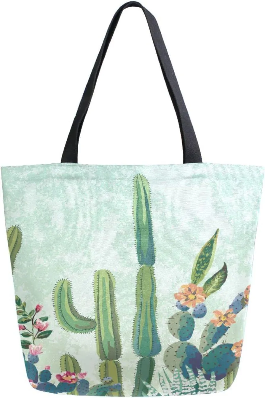 Oyihfvs Canvas Tote Grocery Bag, Women Large Shoulder Bag, Reusable Grocery Handbag