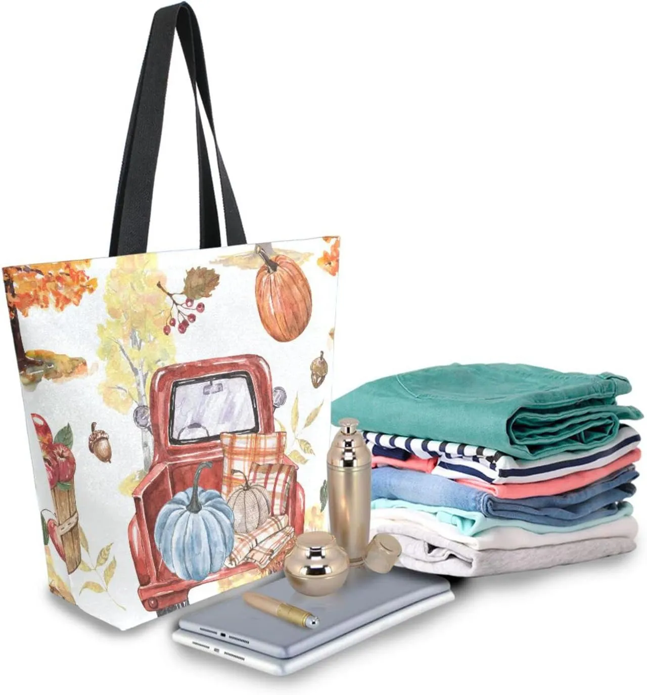 Oyihfvs Canvas Tote Grocery Bag, Women Large Shoulder Bag, Reusable Grocery Handbag